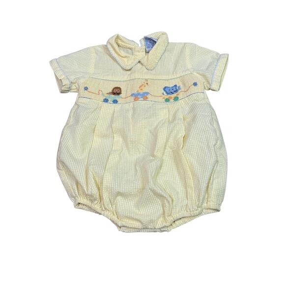 Carriage Boutiques Bubble Animals Yellow Check Knit 6 Months - Picture 1 of 4